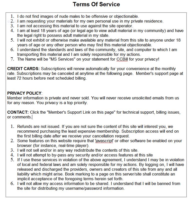 Site Terms of Service Info and Details